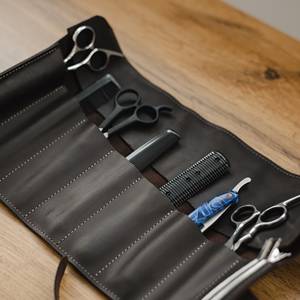 Étui de ceinture professionnel en cuir véritable robuste pour ciseaux de barbier, anti-odeur, grande capacité, décontracté, pour salon LBSP-0007 - Product Image 2