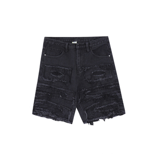 Pantalones Cortos Bermuda de Mezclilla Rasgados de Cintura Media para Hombre, Estilo Casual de Lona de Algodón Lavada, Transpirables, con Cierre de Cremallera - Product Image 5