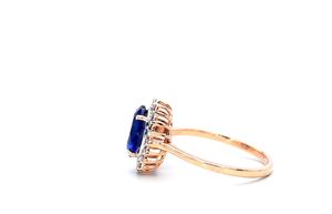 Luxury oval royal blue sapphire diamond halo <b>ring</b> <b>crafted</b> for weddings anniversaries and premium gemstone jewelry - Product Image 5