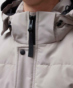 Veste matelassée unie pour homme, coupe-vent, décontractée, d'hiver, en polyester, rembourrage épais, coupe ample, à capuche, fermeture éclair sur le devant - Product Image 5