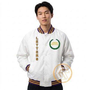 High Quality Omega Satin Men's Varsity Jacket Customized Breathable Greek Treasures Stand Collar <b>Covered</b> <b>Button</b> Closure 140g - Product Image 3