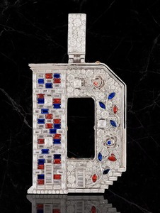Judaism Themed 925 <b>Silver</b> <b>Pendant</b> With Moissanite Inlay Religious Charms For Ceremonies Design <b>Pendant</b> <b>Initial</b> Letter <b>Pendant</b> - Product Image 2