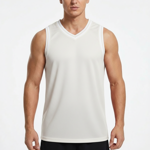 Camiseta de baloncesto de secado rápido para hombre, camiseta sin mangas de malla que absorbe el sudor, camiseta deportiva, chaleco de entrenamiento, venta al por mayor - Product Image 1