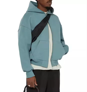 Sudadera con Capucha Extra Grande para Hombre, Azul Claro, Algodón French Terry, Estilo Casual Urbano, Diseño con Bolsillos, Ropa de Otoño - Product Image 2