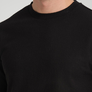 Camiseta Negra de Cuello Redondo para Hombre, Manga Corta, Color Sólido, 100% Algodón, Transpirable, Estilo Minimalista, Corte Regular, para Verano - Product Image 6