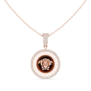 Collier pendentif en or jaune 14 carats plaqué rhodium avec chaîne à maillons et pavé de diamants, bijoux pour femme, cadeau - Product Image 3