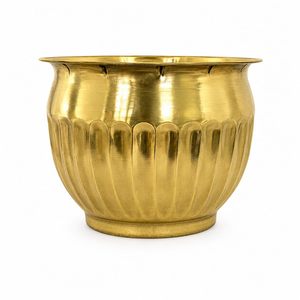 Pot de fleurs en métal doré pour plantes d'intérieur, finition décorative, pot à fleurs avec design côtelé pour la décoration de la maison, salon, bureau - Product Image 1