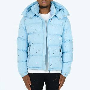 Vestes d'hiver personnalisées en gros 2026, manteaux à capuche grande taille pour hommes, doudounes matelassées noires avec logo pour homme - Product Image 4