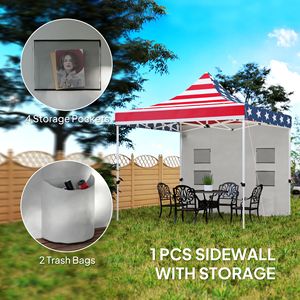 10FT X 10FT Heavy Duty Pop up <b>Canopy</b> <b>Tent</b> with UPF50+ Instant Sun Shelter Storage Pockets American Flag Sidewall - Product Image 6