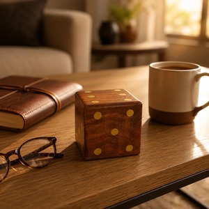 Boîte de rangement artisanale en bois, petite et carrée, en forme de dés, avec motif et ensemble de cinq, pour la maison, l'organisation et la décoration artisanale - Product Image 5