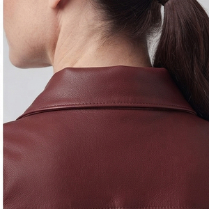 Gilet sans manches en cuir véritable pour femme avec bretelles latérales ajustables et col rabattable – Vêtement d'extérieur décontracté pour l'hiver - Product Image 5