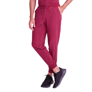 กางเกงสครับสีม่วงแดงแบบ unisex มีเชือกผูกเอว ชุดยูนิฟอร์มโรงพยาบาล ตรวจจับเข็มได้ ไร้รอยต่อ - Product Image 3