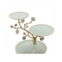 Support à gâteaux en aluminium à 2 niveaux au design antique pour servir des desserts au chocolat, des gâteaux, des fruits, des collations, décorer les tables de fête et offrir en cadeau