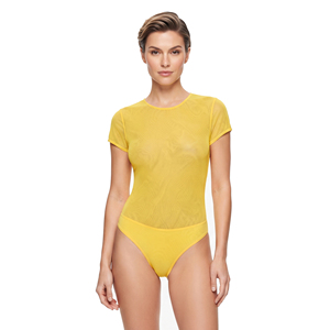 Body de malla transparente sexy para mujer, 100% poliéster, de secado rápido, con cuello redondo y cintura alta. - Product Image 1