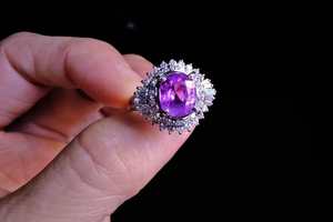 Anillo de Moda para Mujer con Diamante Grande de Corte Ovalado, Estilo Hip Hop, Plata 925, Corte Brillante Morado - Product Image 6