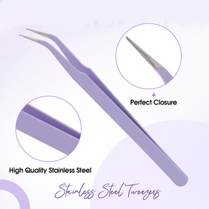 Nouvelles pinces à cils en forme de L en acier inoxydable à pointe fine pour une pose facile des extensions de cils - Product Image 4