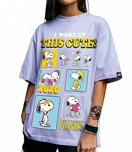 Camiseta Estampada We Bare Bears para Mujer, Cuello Redondo, Manga Corta, Corte Holgado Informal, 100% Algodón, Diseño de Personajes de Primavera/Verano - Product Image 2