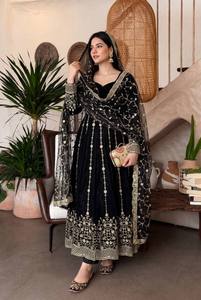 Women's Silk Anarkali Gown Set with Dupatta-Designer <b>Party</b> & Wedding Wear Ethnic Dress - Product Image 2