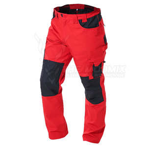 Red <b>Work</b> Pants With Black Reinforced Knees And Pockets Abrasion Resistant <b>Cargo</b> Design For Outdoor Use - Product Image 3