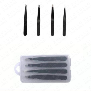 4PCS Stainless Steel Eyebrow Tweezers Set Slant Tip with Case Wholesale Beauty Tools OEM Private Label - Product Image 3