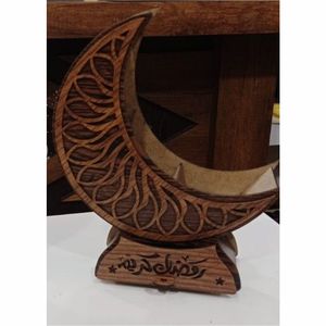 Caja de Regalo de Madera con Forma de Luna Creciente para Ramadán, Organizador de Dulces y Dátiles con Cajón Acrílico de 3 Niveles, Decoración Islámica para Eid Mubarak - Product Image 2