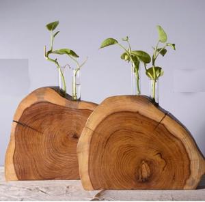 Jarrón de flores de madera de inspiración japonesa, fabricado por OEM, para el hogar, jarrón de flores de madera decorativo de lujo para la mesa del comedor. - Product Image 2