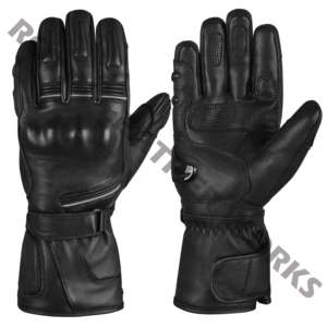 Gants de moto d'hiver en cuir véritable doublés pour hommes, noirs, de luxe, personnalisables, pour la conduite, vente en gros - Product Image 3