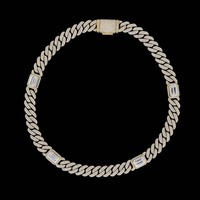 Cadena Cubana de Plata de Ley 925 con Moissanita y Detalles en Oro Rosa, Estilo Hip Hop para Hombre, Certificación IGI, Lujo