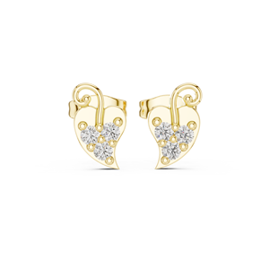 Pendientes de Diamante Cultivado en Laboratorio con Corte Redondo, Oro de 14K/18K, Diseño Inspirado en la Naturaleza, Tres Piedras en Forma de Hoja, 0.21CT DEF VVS, Pendientes de Compromiso, OEM/ODM - Product Image 3