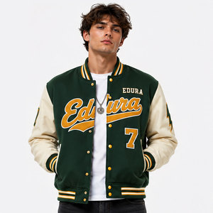 Custom Logo Varsity <b>Jacket</b> with Leather Sleeves Chenille Embroidered College Baseball Coat <b>Black</b> Streetwear Bomber in US Sizes - Product Image 1