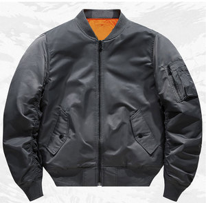 DAIZEN STAR Men's Olive Green Bomber Jacket Solid Color Zipper Closure Turn-down Collar Waterproof Canvas Windproof Casual Front - Product Image 3