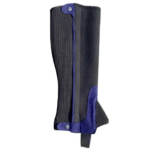 High Quality Genuine Leather Lightweight Unisex English Half <b>Chaps</b> Hook Loop Closure Buckles women Training Customized Logo - Product Image 3