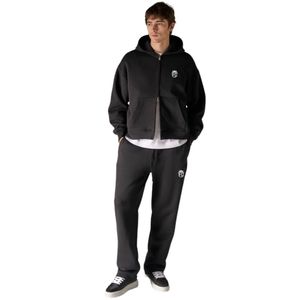 Casual Heavyweight <b>Zip</b> Hoodie and <b>Jogger</b> Set for Men Soft Cotton Streetwear Sweatshirt and Pants in Black Fashion Activewear Set - Product Image 6
