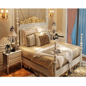 Four <b>poster</b> Style Bed With Nightstands Premium Wooden Bed With Nightstands Top Selling Bedroom Furniture For Home At Wholesale - Product Image 1