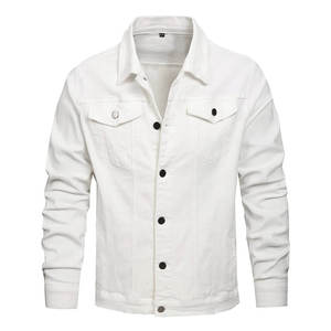 เสื้อแจ็คเก็ตเดนิมสีขาวพิเศษสำหรับผู้ชาย ผ้าฝ้าย 100% พร้อมปกเสื้อพับได้ ผ้าถักระบายอากาศ เสื้อเดนิมแบบสวมสำหรับผู้ชาย - Product Image 2