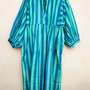 Vestido Maxi de Verano Personalizado para Mujer, Estampado Floral Geométrico, Tela de Lino Modal, Estilo Camisero, Largo hasta el Suelo, Natural y Transpirable - Product Image 2