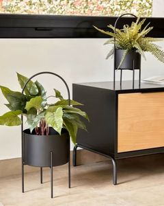 <b>Large</b> Metal <b>Planter</b> With Stand Durable Iron Flower Pot For Indoor Outdoor Garden Balcony Patio And Home Decoration - Product Image 4