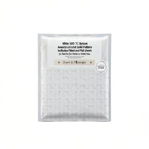 Juego de Sábanas Blancas de 300 Hilos, Estilo Americano, Diseño Sólido, Incluye Sábanas Ajustables y Planas para Cama Individual, para Uso Doméstico o Hotelero - Product Image 2