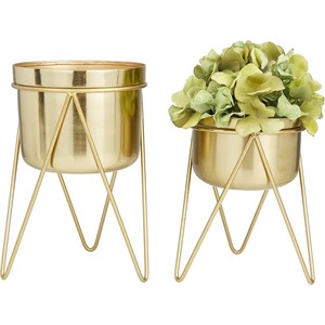 Nordic Style Metal Plant <b>Pot</b> with Stand Set Of Two Pcs for Elegant Interior Plant Display - Product Image 1