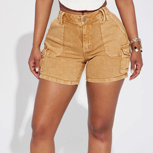 Shorts de Mezclilla para Mujer, Color Marrón, Sexy, Transpirables, con Bolsillos con Botones, Casuales, de Alta Calidad, de Pakistán, Servicio OEM - Product Image 1
