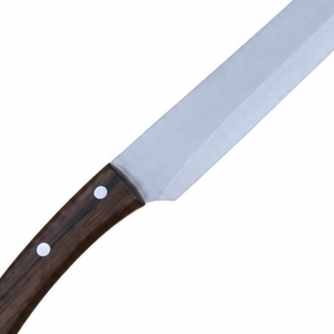 Couteau de boucher à lame extra longue en argent avec manche en bois brun foncé et embout métallique incurvé pour la découpe et la découpe de viande - Product Image 6