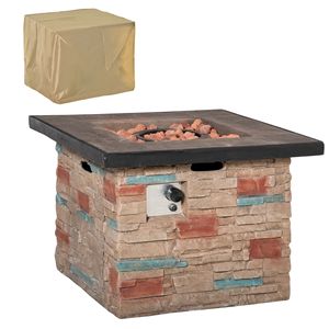 Copertura per braciere quadrato da esterno Oasis da 32 pollici, con pietre laviche, tavolo a propano per uso interno/esterno, accessori in vetro per braciere autoportante - Product Image 1
