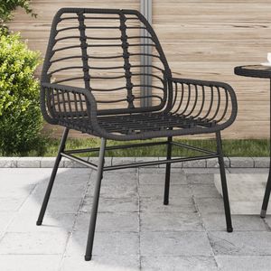 Chaise de jardin moyenne en rotin PE noir avec structure en acier thermolaqué - Product Image 1