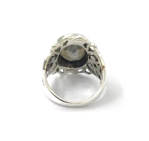 925 Sterling Silver <b>Ring</b> with Natural <b>Labradorite</b> Blue Glow Stone and Handmade Vintage Filigree Design - Product Image 4