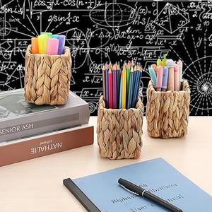 Lot de 3 porte-crayons en jacinthe d'eau, panier de rangement fait main, vente en gros, écologique, fabriqué au Vietnam - Product Image 5