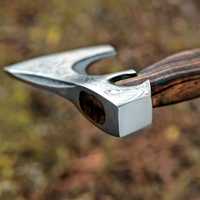 Hache à main industrielle portable de qualité supérieure, design Viking, en acier à haute teneur en carbone, manche en bois noir, pour la randonnée et le camping