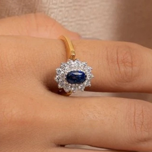 Platinum 18K Yellow Gold Pear & Cushion Cut Sapphire Engagement Ring - Product Image 1