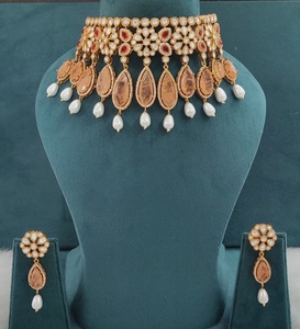Premium Quality <b>Statement</b> Bridal <b>Necklace</b> Set Doublet Stones Unique Design Perfect For Wedding, Party Wear, Festive Occasions - Product Image 4