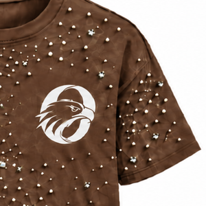 Brown Unisex Pearl T <b>Shirt</b> Short Sleeve Crew Neck Pearl <b>Studded</b> Tee Custom Fashion Casual Streetwear Apparel Clothing - Product Image 5