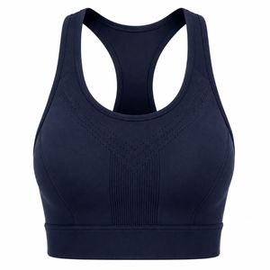 Women's Navy <b>Blue</b> Racerback Sports <b>Bra</b> High Support Lightweight Seamless Breathable Mesh Panels Eco-Friendly Quick Dry Front - Product Image 5